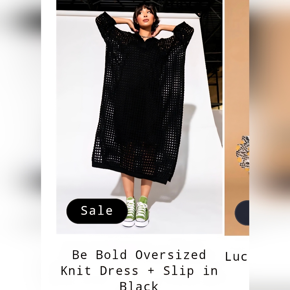 Dressed in LALA Black Dolman Sleeve Sweater Dress
